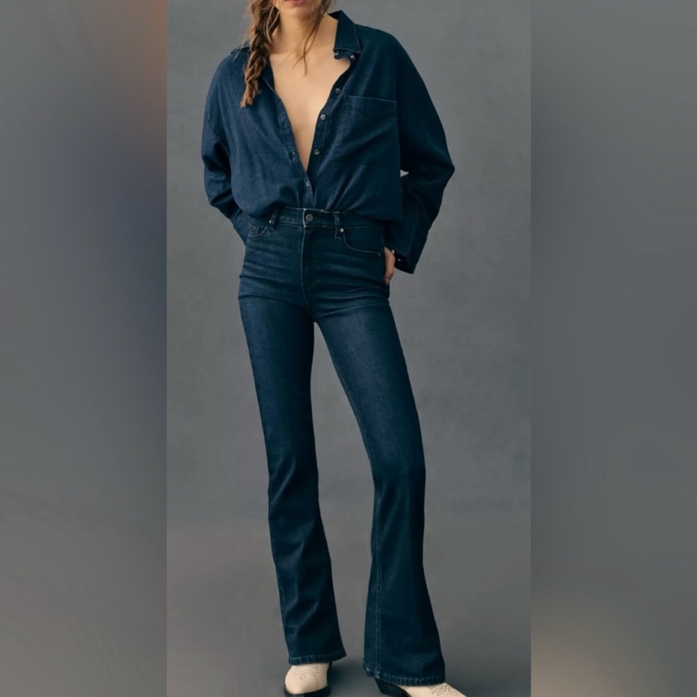 ANTHROPOLOGIE Paige Denim High Rise Laurel Canyon Jeans Manifesto Wash Size 27